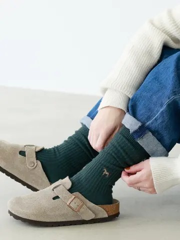 馬刺繍2×2リブスリーク