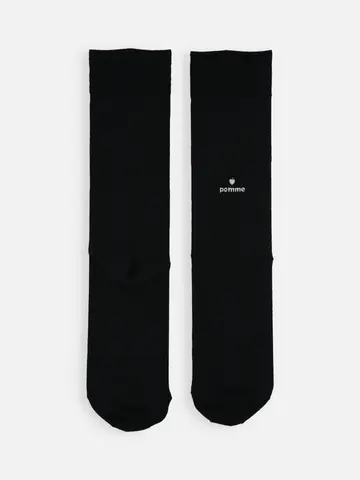 薄手ベーシックリブフロント刺繍ミディ丈ソックス