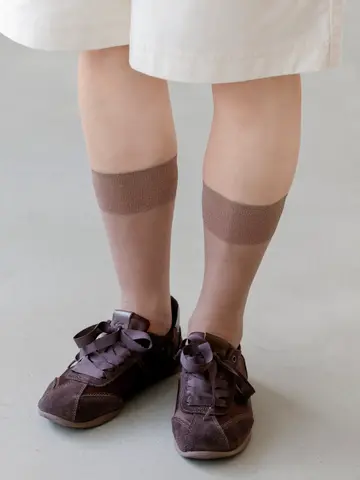 シアーラメメッシュミディ丈ソックス