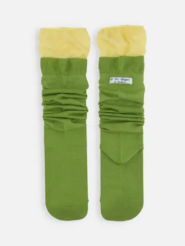 レイヤードバイカラーミディ丈ソックス