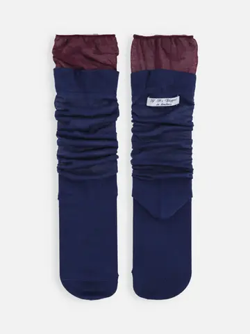 レイヤードバイカラーミディ丈ソックス