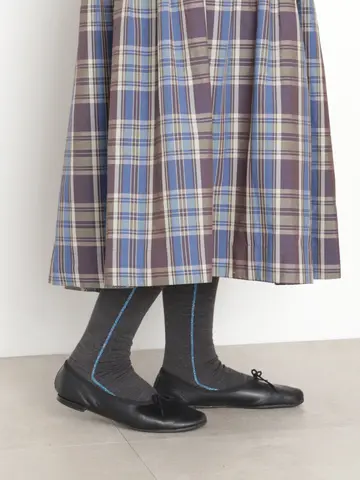 毛混ラメラインハイソックス