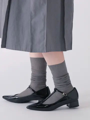 なめらかラメリブハイソックス