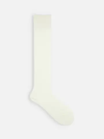 毛混薄手リブハイソックス