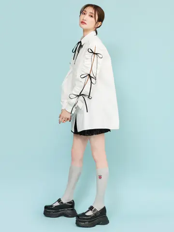 【jouetie×靴下屋】刺繍ラメリブハイソックス