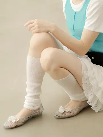 コットンシアーリブレッグウォーマー