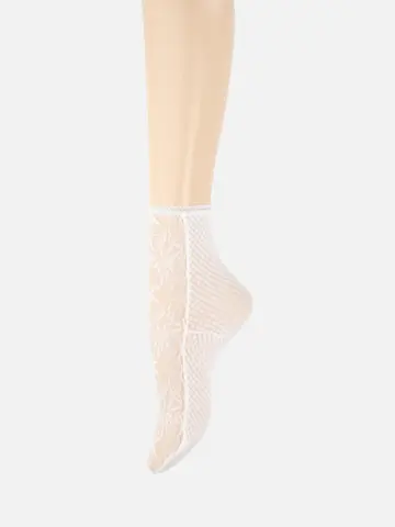縫製フロントリジットレースショートソックス