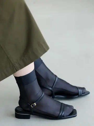 縫製シースルーショートソックス