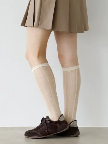 ラッセルストライプレースハイソックス