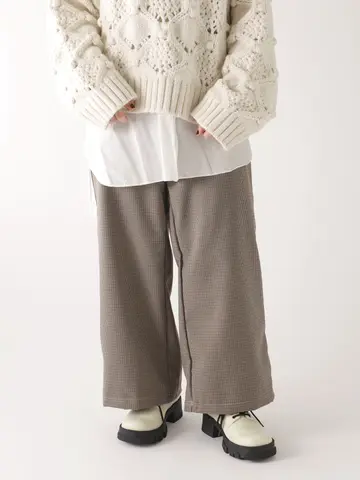 【WEB限定】縫製千鳥チェックワイドパンツ10分丈