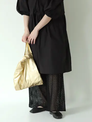 縫製ストライプクロッシェパンツレギンス