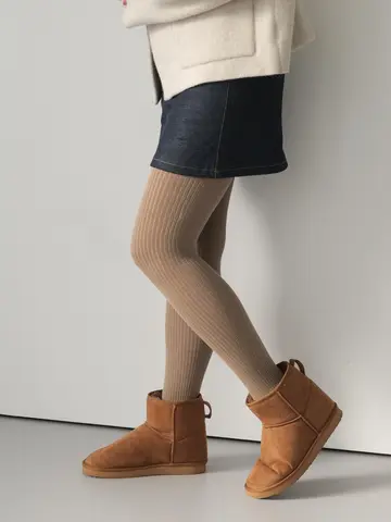 綿混400デニール 3×1リブタイツ