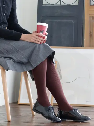 綿混250デニール 3×1リブタイツ