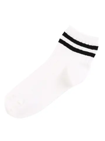 キッズ 綿リブ2本ラインショートソックス16～18cm