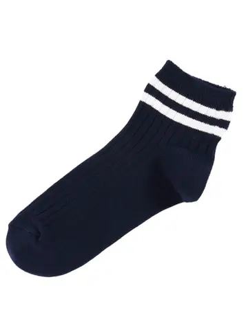 キッズ 綿リブ2本ラインショートソックス16～18cm