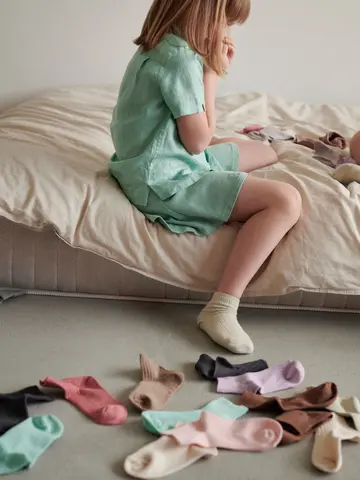 キッズ 表糸コットン100％で毛玉が出来にくい:ショートソックス16～18cm【カスタム刺繍対応】