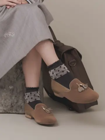 キッズ チュールドット柄ショートソックス16～18cm