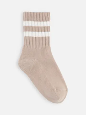 【キッズ】表糸綿100％で毛玉が出来にくいラインソックス / 19-21cm