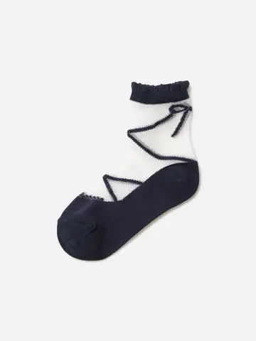 キッズ レースアップシアーショートソックス19～21cm