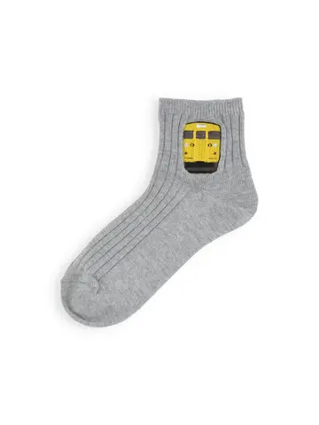 岡山限定 キッズ115系電車刺繍コットンリブショートソックス