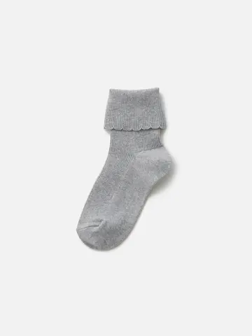 【キッズ 】綿折り返しピコフリルソックス19～21cm