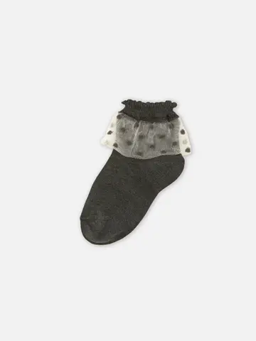 キッズ チュールドット柄ショートソックス19～21cm