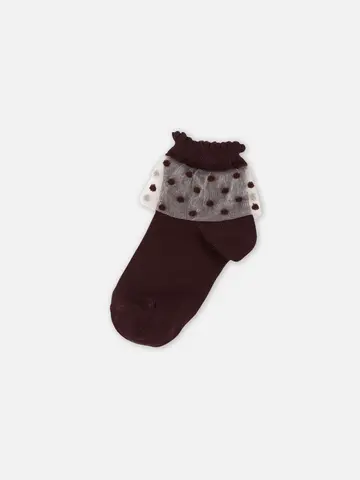 キッズ チュールドット柄ショートソックス19~21cm