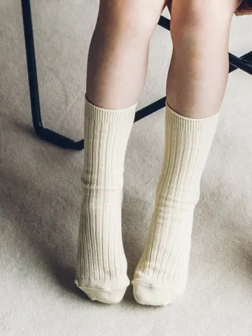 キッズ 表糸綿100％で毛玉が出来にくい:リブハイクルーソックス19～21cm【カスタム刺繍対応】
