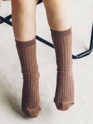 キッズ 表糸綿100%で毛玉が出来にくい:リブハイクルーソックス19~21cm【カスタム刺繍対応】