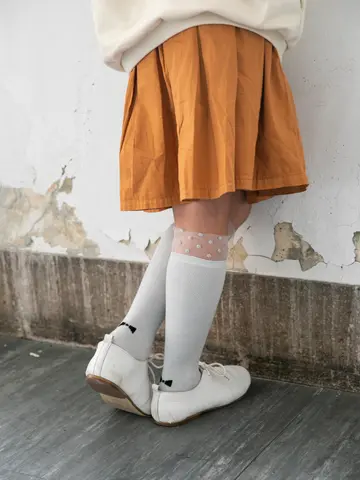 キッズ 履口チュールドット柄ハイソックス19～21cm