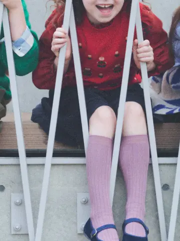 キッズ 表糸コットン100％で毛玉が出来にくい:リブハイソックス19～21cm【カスタム刺繍対応】