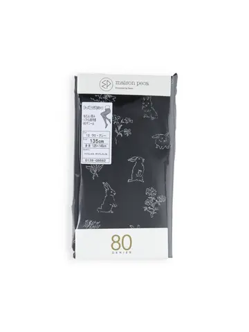 【キッズ】80デニールうさぎ花柄タイツ / 125-145cm