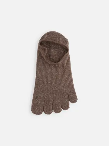 麻混ラメ五本指深履きカバーソックス