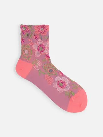 毛混クリスマスローズフロートショートソックス