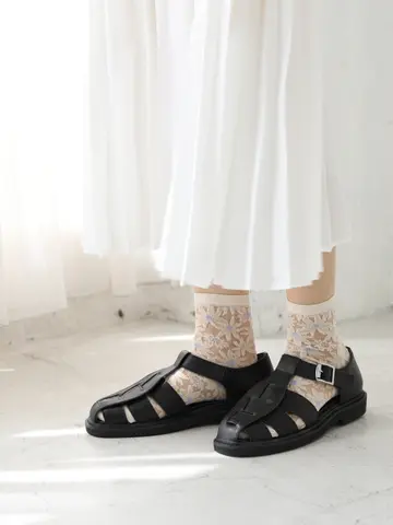 シースルー花柄ショートソックス