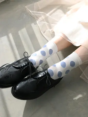 カットソービッグドット柄ショートソックス
