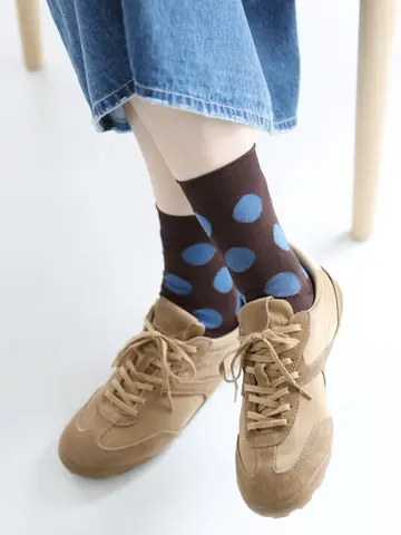 カットソービッグドット柄ショートソックス