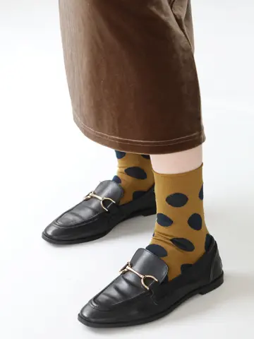 カットソービッグドット柄ショートソックス