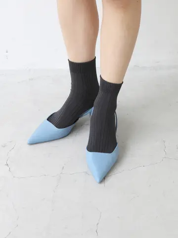 シルケット5×2リブショートソックス