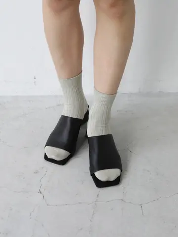 シルケット5×2リブショートソックス