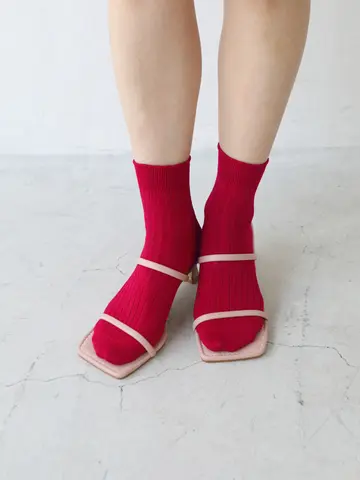 シルケット5×2リブショートソックス