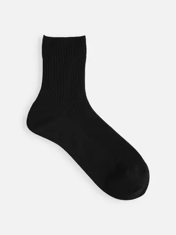 最高級綿スビンゴールド2×2リブショートソックス