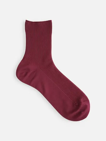 最高級綿スビンゴールド2×2リブショートソックス