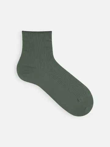 最高級綿スビンゴールド2×2リブショートソックス