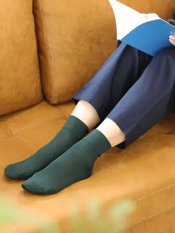 最高級綿スビンゴールド無地ショートソックス