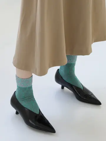 ゴム口ラメレースフロートショートソックス