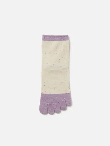 【定番】綿カラーネップ切替五本指ショートソックス