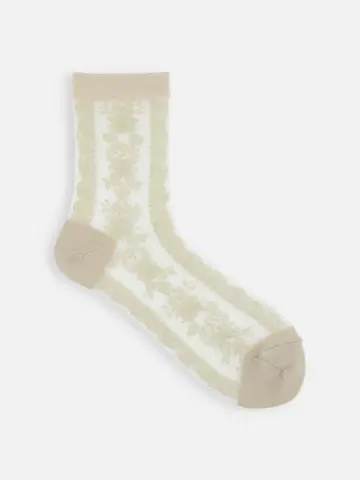 シースルー縦レースショートソックス