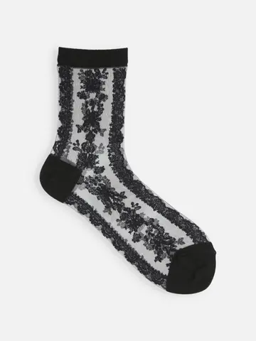 シースルー縦レースショートソックス