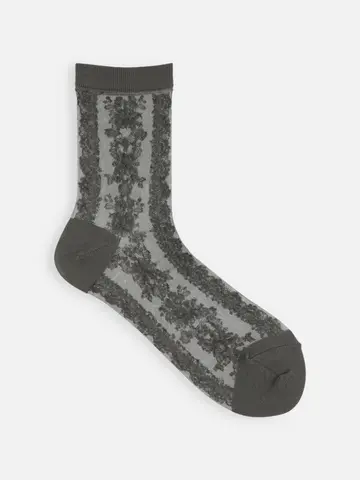 シースルー縦レースショートソックス